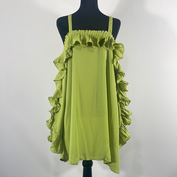 Pretty Angel Dresses & Skirts - New Pretty Angel Green Baby Doll Dress, Tunic, Ruffle Dress,Open Shoulder, Large
